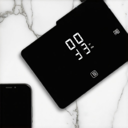 Close up of a kitchen scale and a smartphone showing how electronics can interfere with precise measurements.