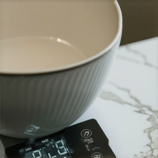 A close-up of a digital kitchen scale showing a clear weight reading for a heavy mixing bowl.