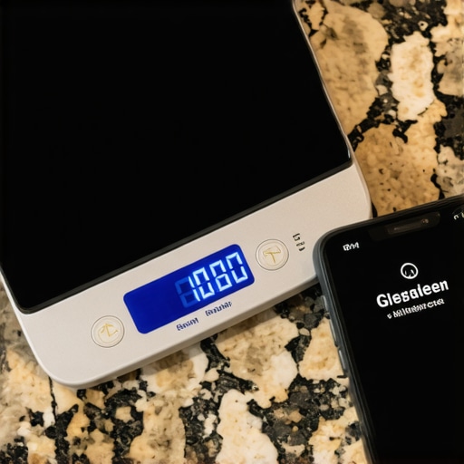 Close-up of a digital scale drifting because of a nearby smartphone.