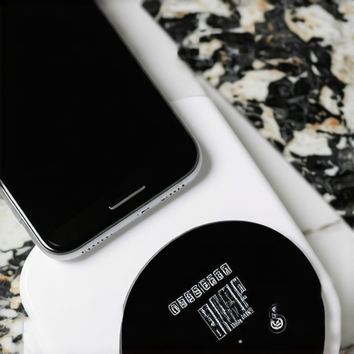 A digital kitchen scale displaying inconsistent weight readings due to a nearby smartphone.