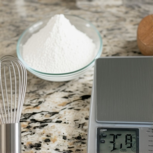 Environmental factors affecting digital scale accuracy A high-precision kitchen scale on a countertop showing how environmental factors can affect digital readings.
