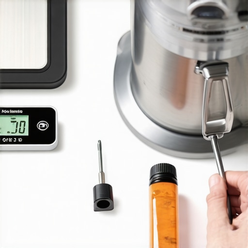 Essential Tools for Kitchen Appliance Maintenance A collection of maintenance tools and kitchen appliances on a counter for calibration and repair.