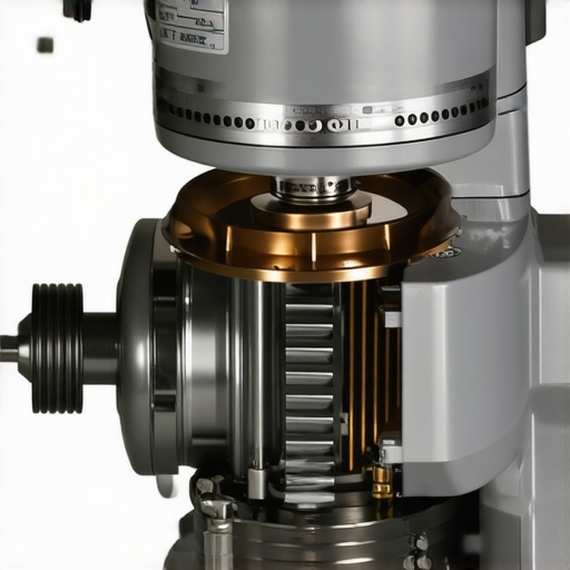 Close up of internal metal gears and motor of a high-end stand mixer.