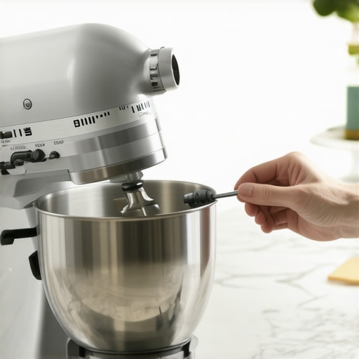 Close up of a person maintaining a kitchen stand mixer motor brushes