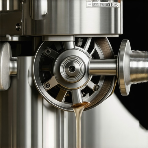 Close up of metal gears inside a stand mixer for maintenance