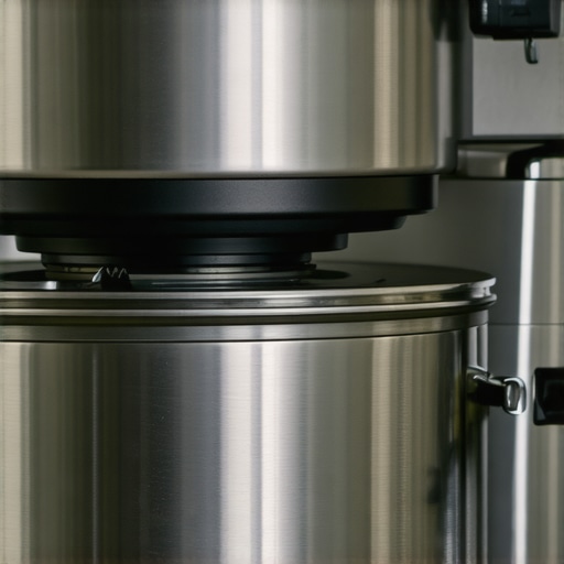 Close-up of internal metal gears and motor assembly of a stand mixer.