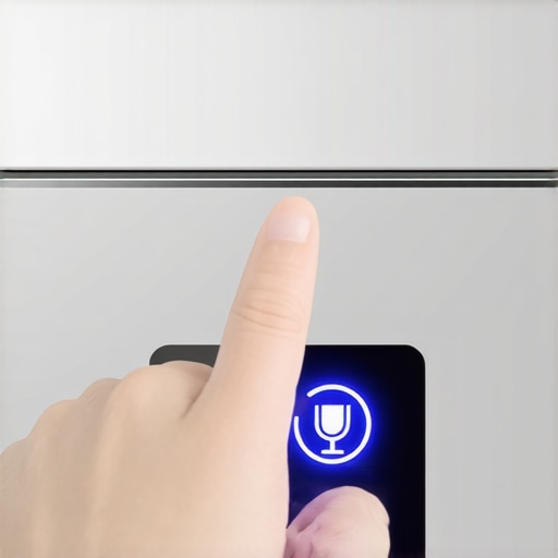 Close-up of a person silencing a smart kitchen device via touchscreen