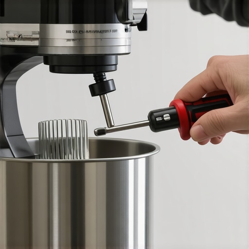 A person performing maintenance on a stand mixer motor to prevent sparks and extend motor life.