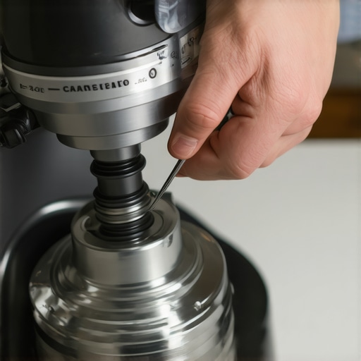 A person performing maintenance on a stand mixer motor to replace carbon brushes.