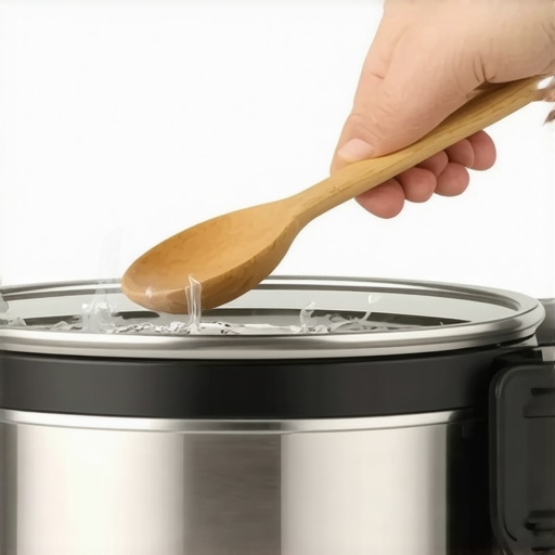 Using a wooden spoon to safely pulse a pressure cooker steam valve