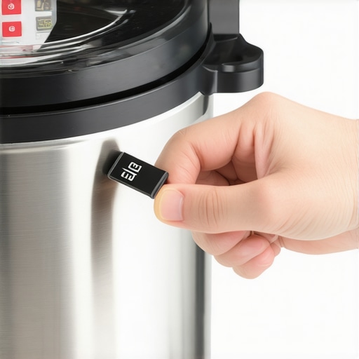 Hand inserting USB drive into smart pressure cooker port