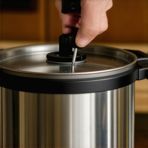 Tightening a pressure cooker handle screw with a screwdriver