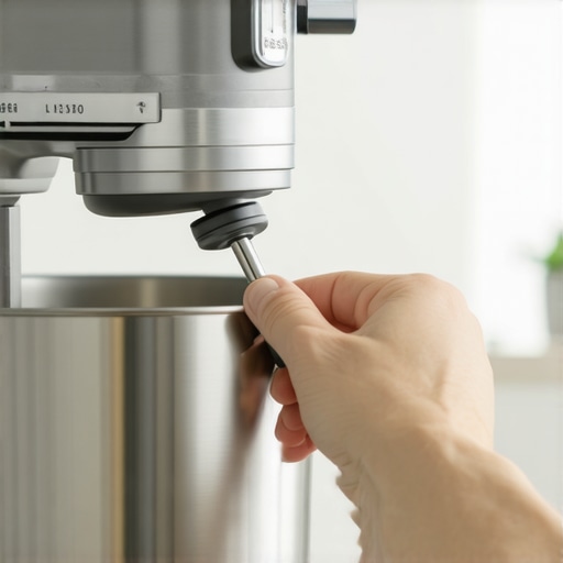Precision Kitchen Appliance Maintenance Close up of person performing maintenance on a stand mixer tilt head