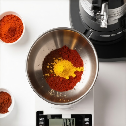Precision kitchen tech for advanced cooking Close up of a digital scale and stand mixer in a modern kitchen setting.