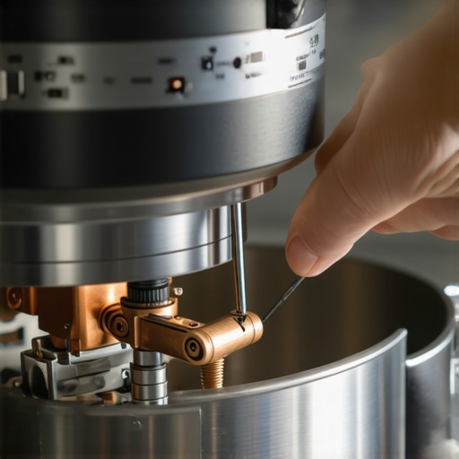 Close-up of a stand mixer motor repair showing carbon brushes and internal copper components.