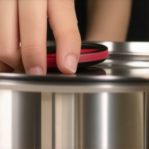 Replacing a Pressure Cooker Sealing Ring A hand fitting a new silicone gasket into the lid of a stainless steel pressure cooker