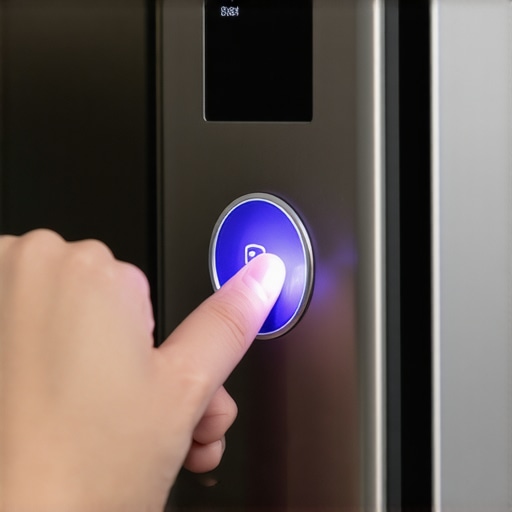 Resetting a smart kitchen appliance Close-up of a person performing a hard reset on a smart kitchen device