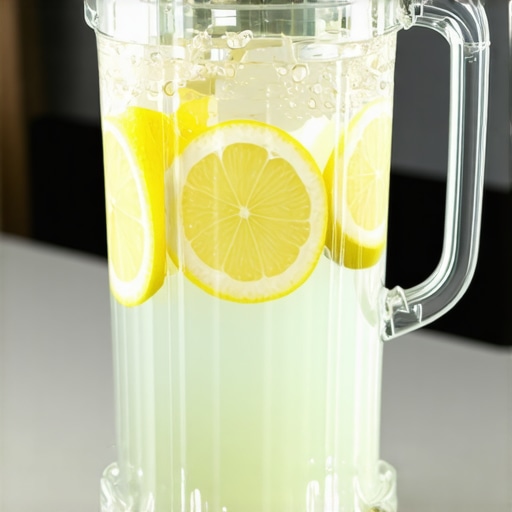 Restoring blender jar clarity with vinegar A clean blender jar being treated with a vinegar and lemon solution to remove mineral cloudiness.