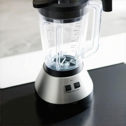A blender base on a thick silicone mat to reduce kitchen vibration and noise.