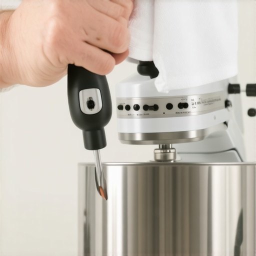 Tightening the hinge pin on a stand mixer to prevent vibration