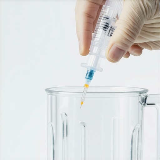 Using a syringe to clean inside a blender handle seam