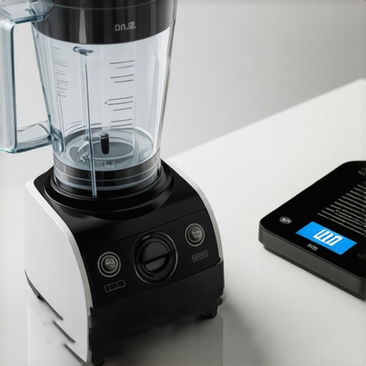 A close-up view of a digital kitchen scale and a blender motor illustrating maintenance and precision nuances.