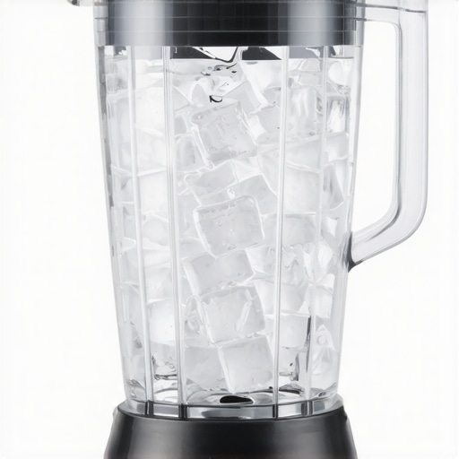 A high-speed blender crushing ice to test blade sharpness