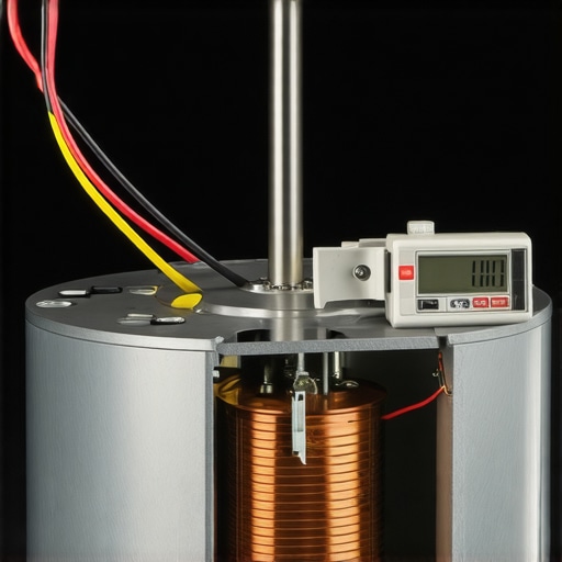 Testing blender internal electronics A close-up view of a disassembled blender motor base showing copper coils and wiring being tested with a multimeter.