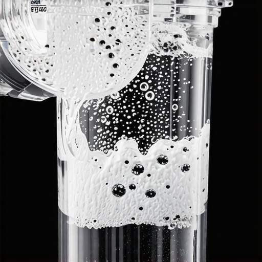 Macro view of air bubbles forming around a blender blade due to high speed rotation